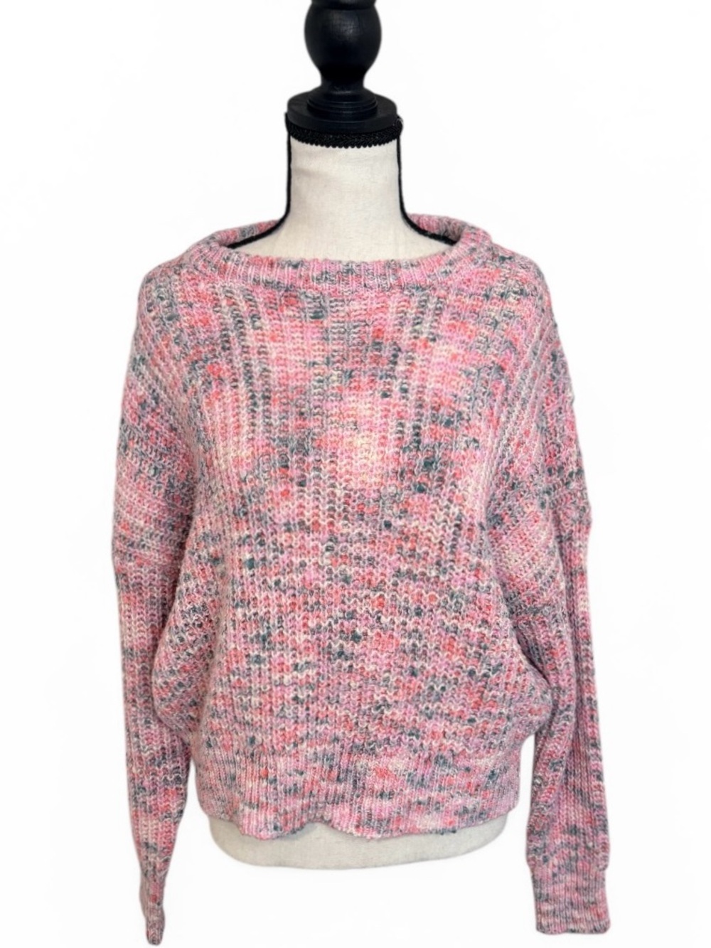 NOBO Pink Marled Chunky Knit Sweater XL Soft Cozy Slightly Cropped